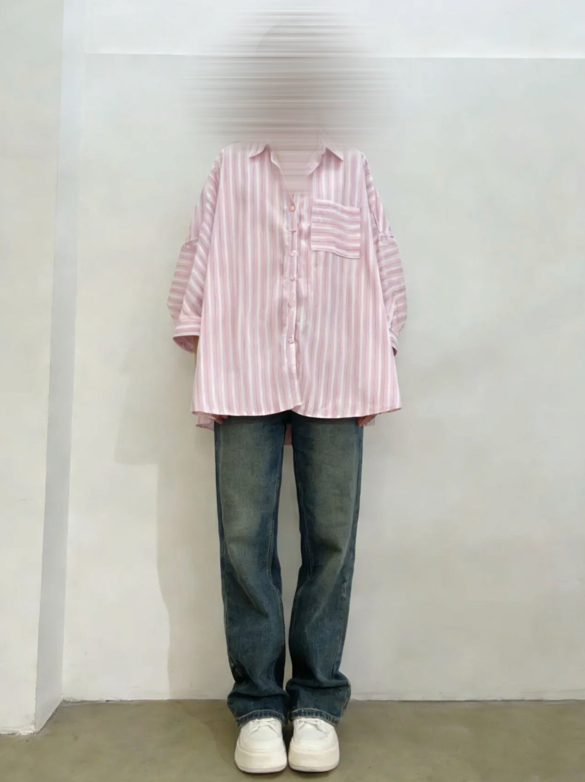 Chemise rayée rose