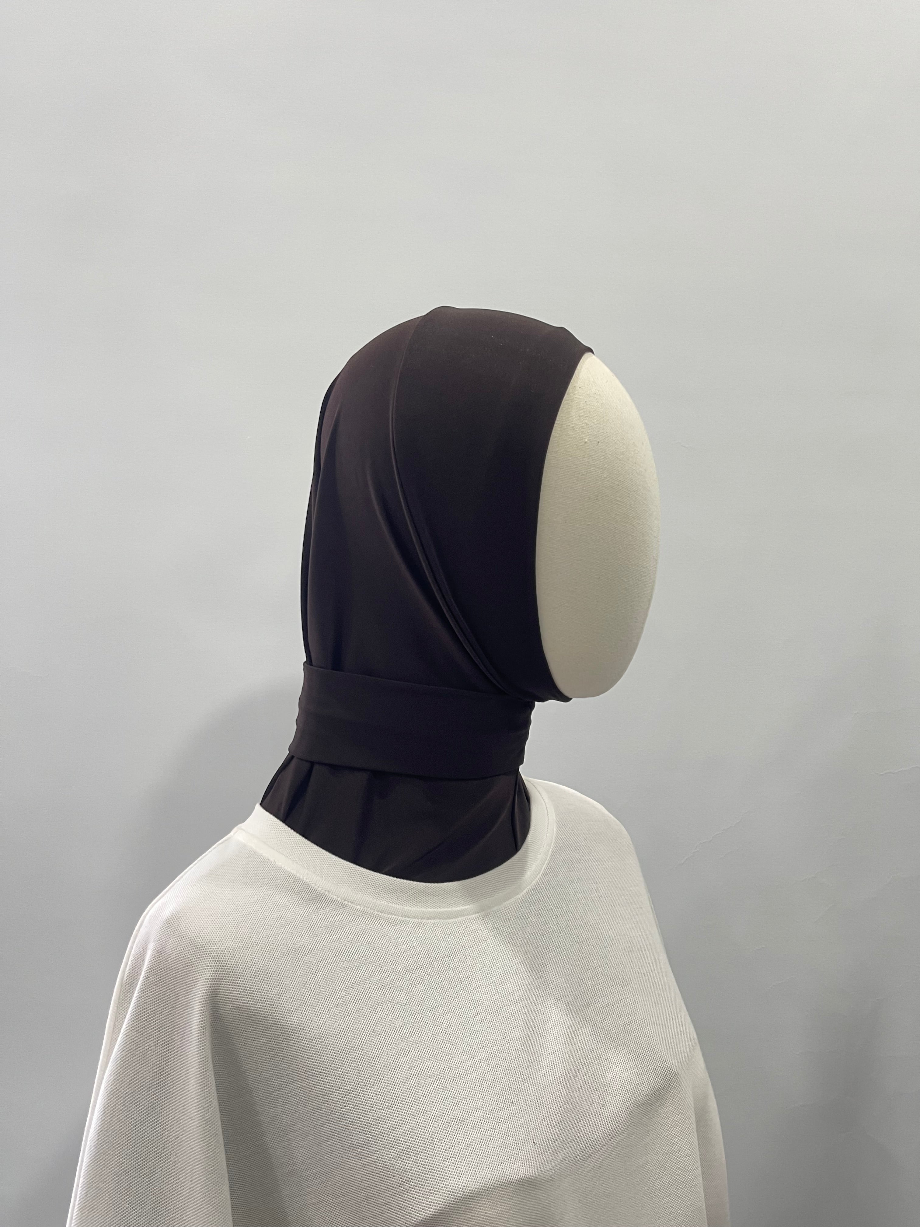 Hijab cagoule marron foncé