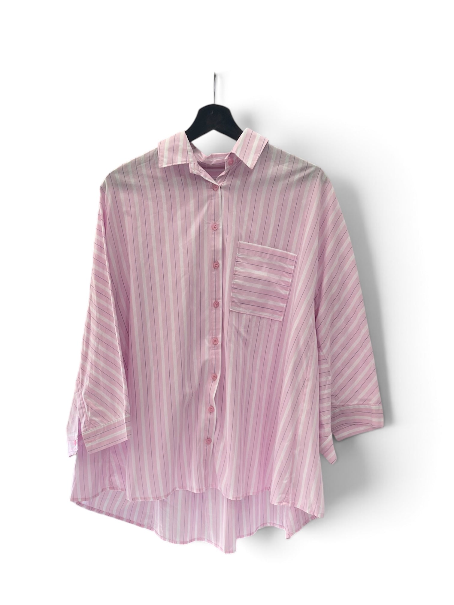 Chemise rayée rose