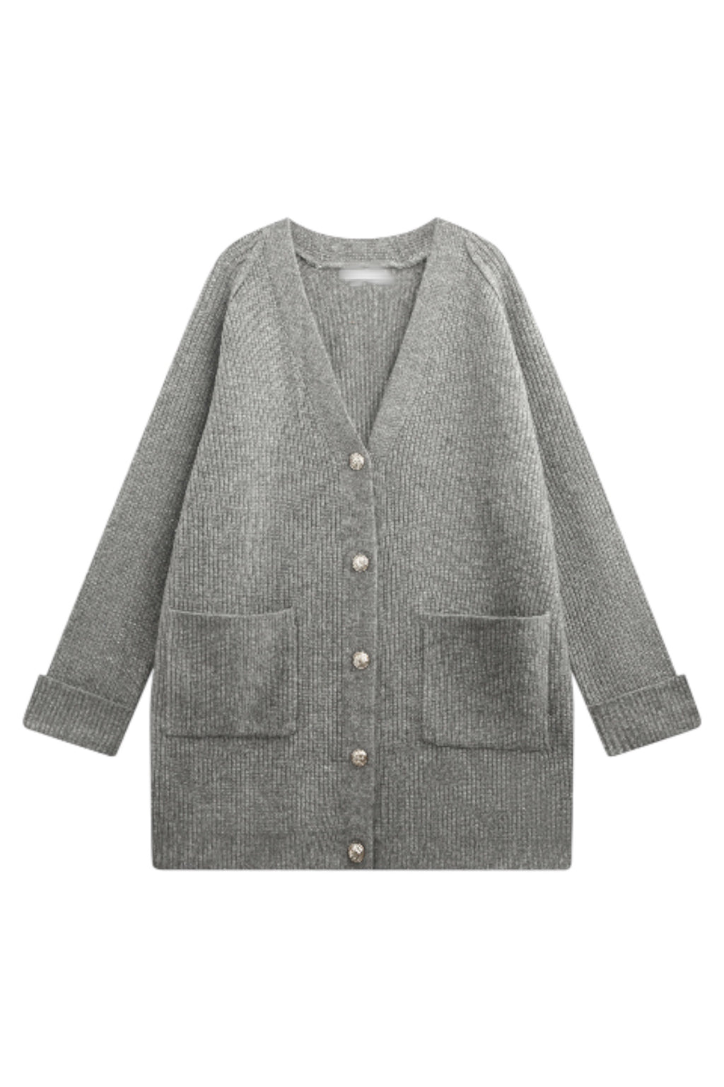 Cardigan gris à boutons dorés