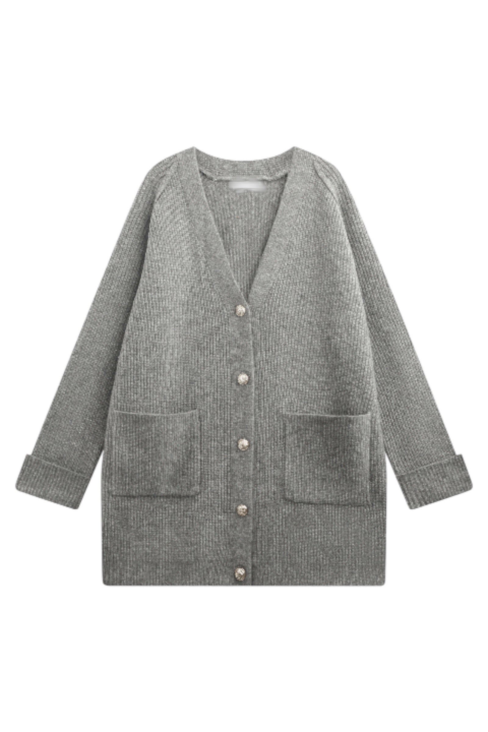 Cardigan gris à boutons dorés