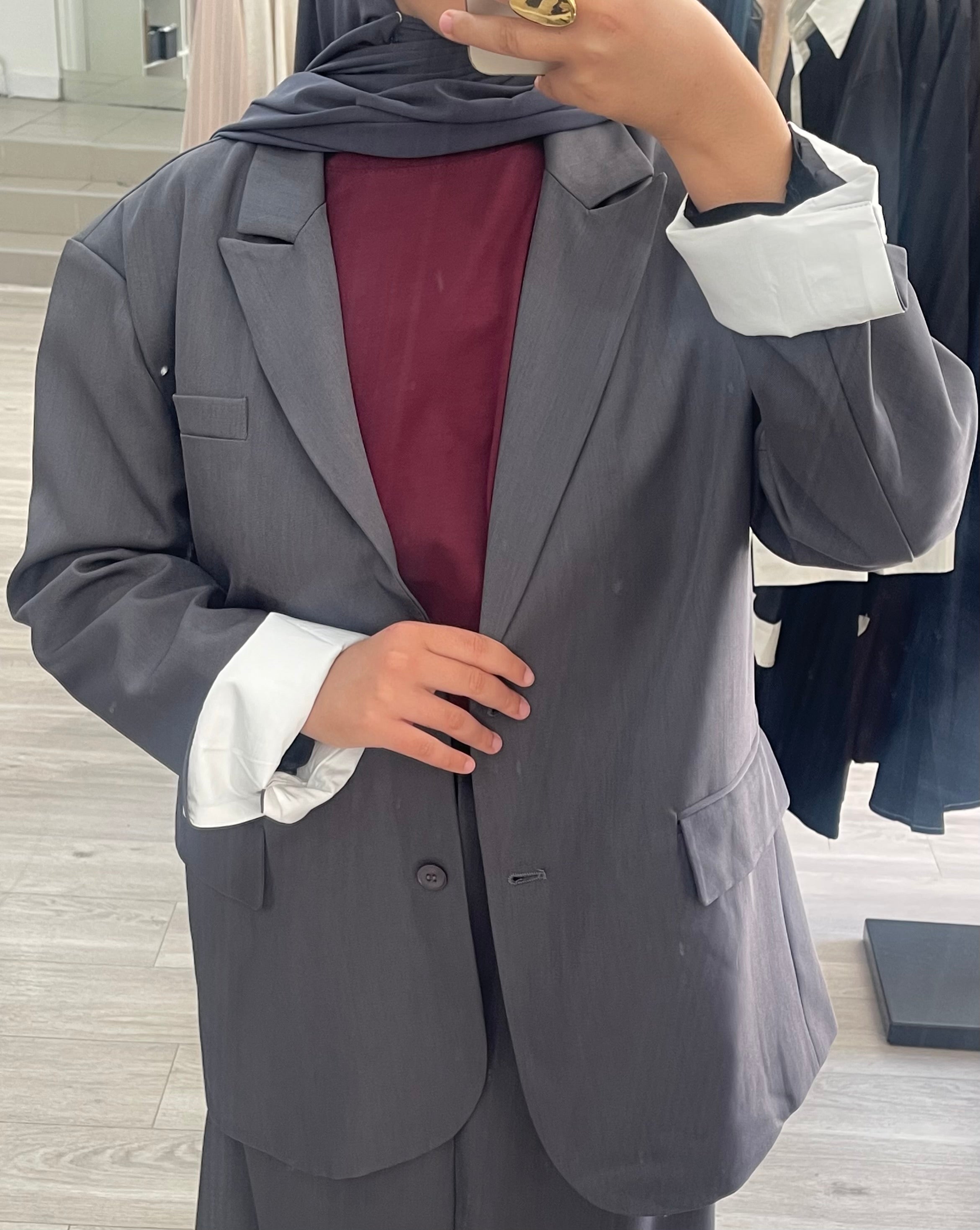 Blazer gris oversize